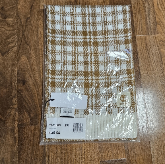 NWT Timberland women's gold and cream plaid scarf - Picture 3 of 5
